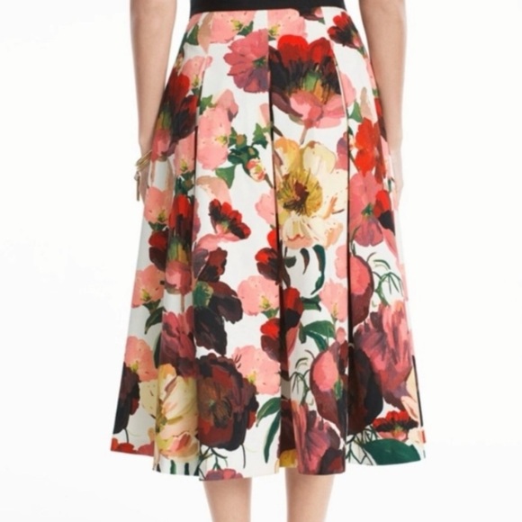 White House Black Market Floral Watercolor Formal Full Midi Skirt - Size 4 - Picture 4 of 14